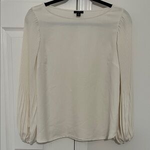 Ann Taylor Cream Pleated Blouse